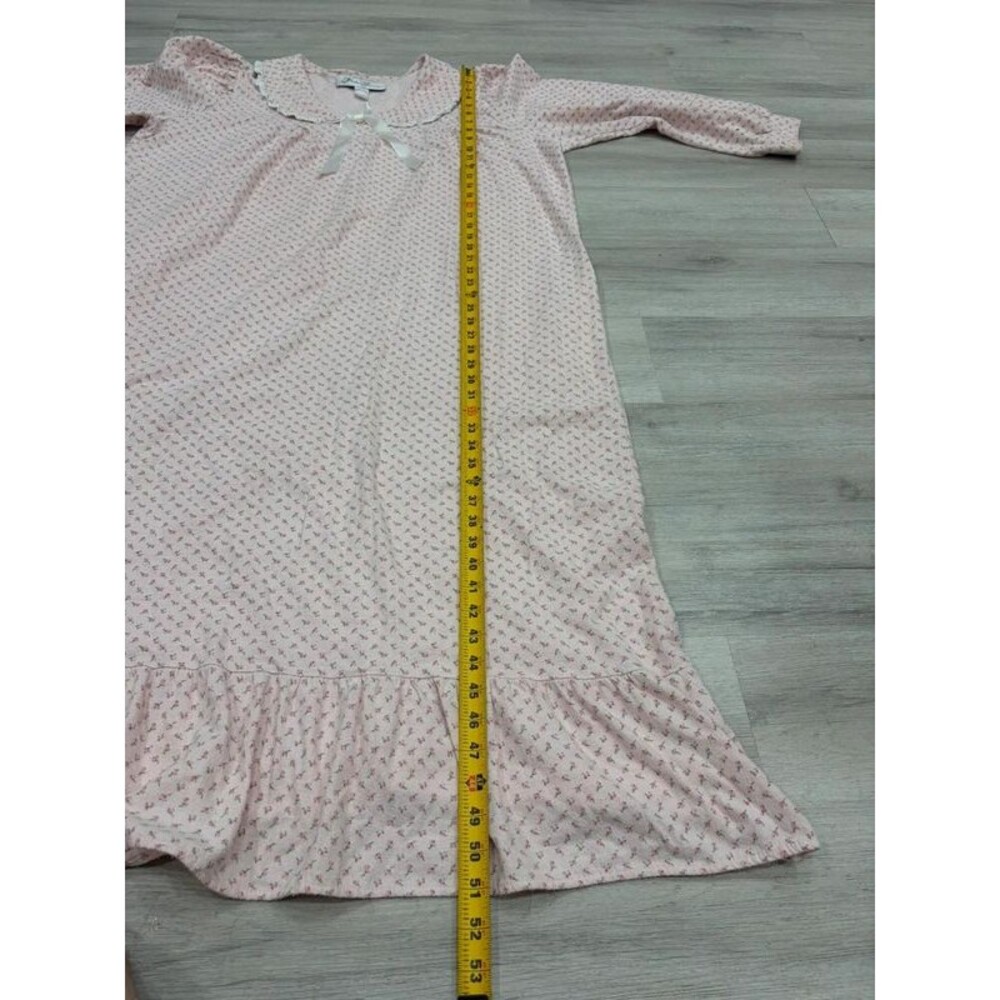 Vintage Victorian Flannel Pink Nightgown 100 Cotton Cottagecore Large Made in US - Picture 5 of 6